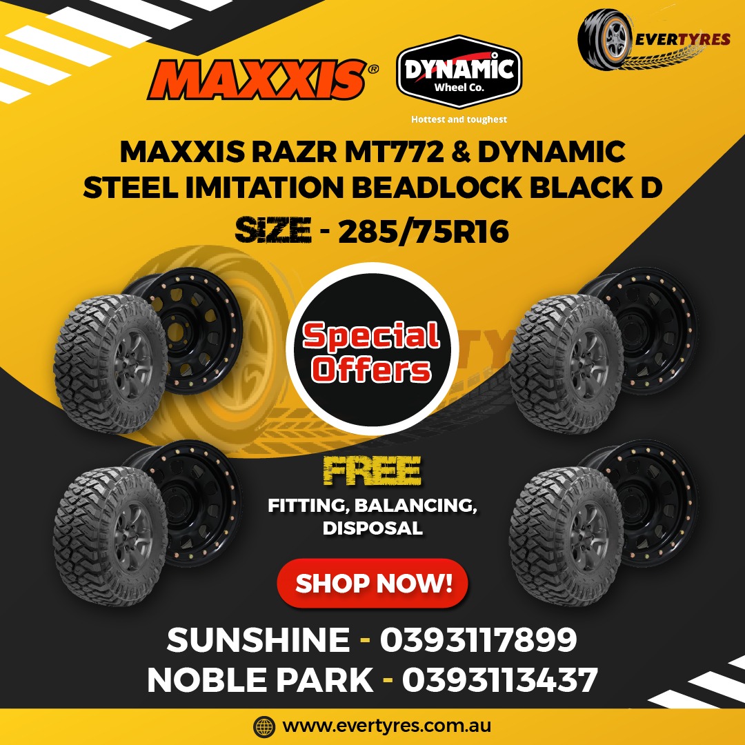 Maxxis RAZR MT772 and Dynamic Steel Imitation Beadlock Black D
