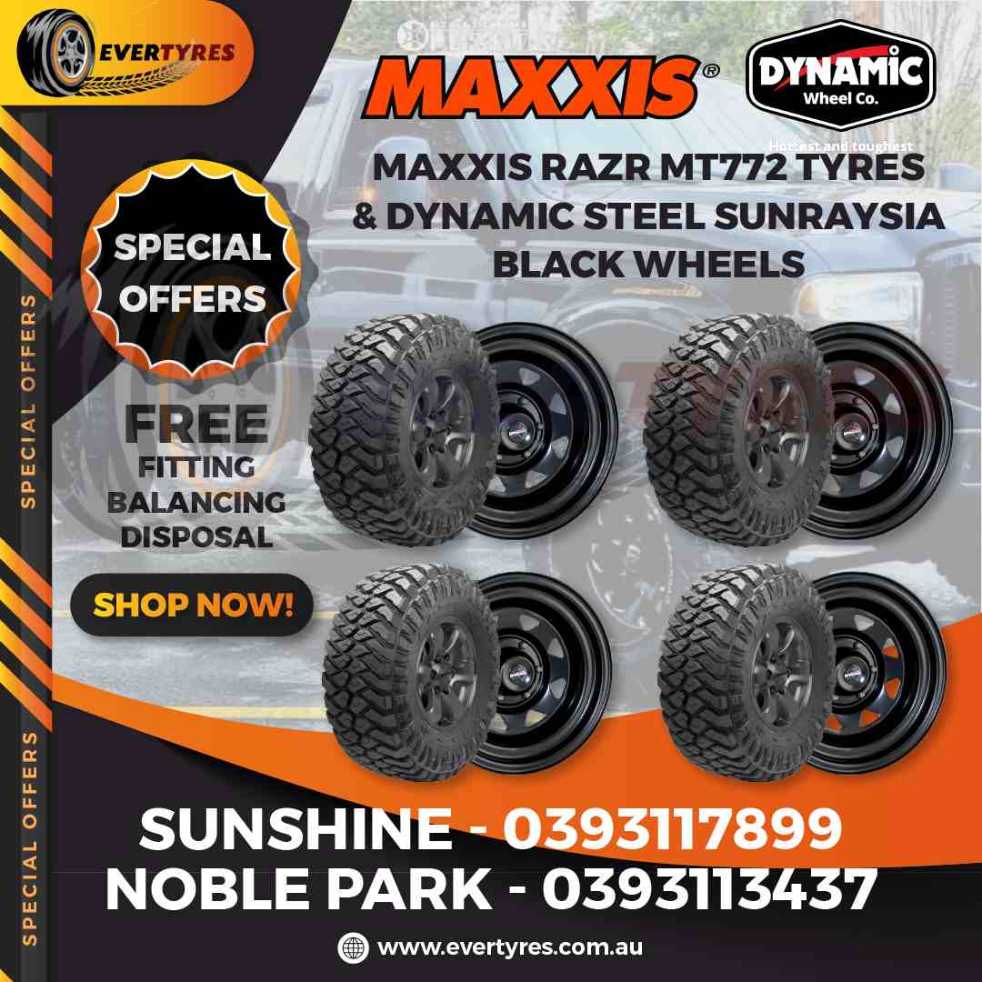 Maxxis RAZR MT772 and DYNAMIC STEEL SUNRAYSIA BLACK