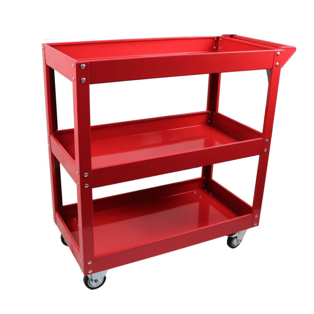 3-Tier Red Tool Cart Trolley Workshop Garage Storage Organizer Steel