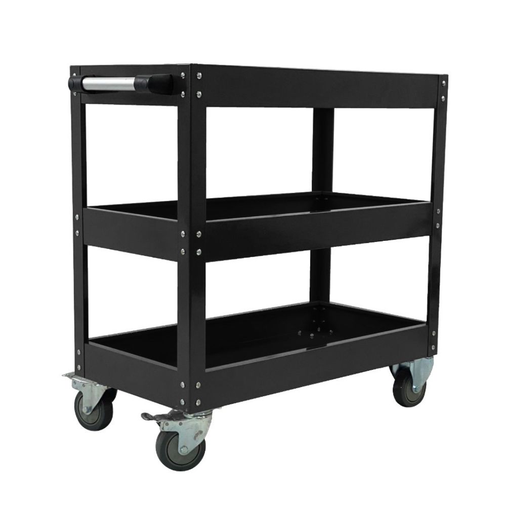 Bigger & Wider Tool Trolley Cart Storage Black