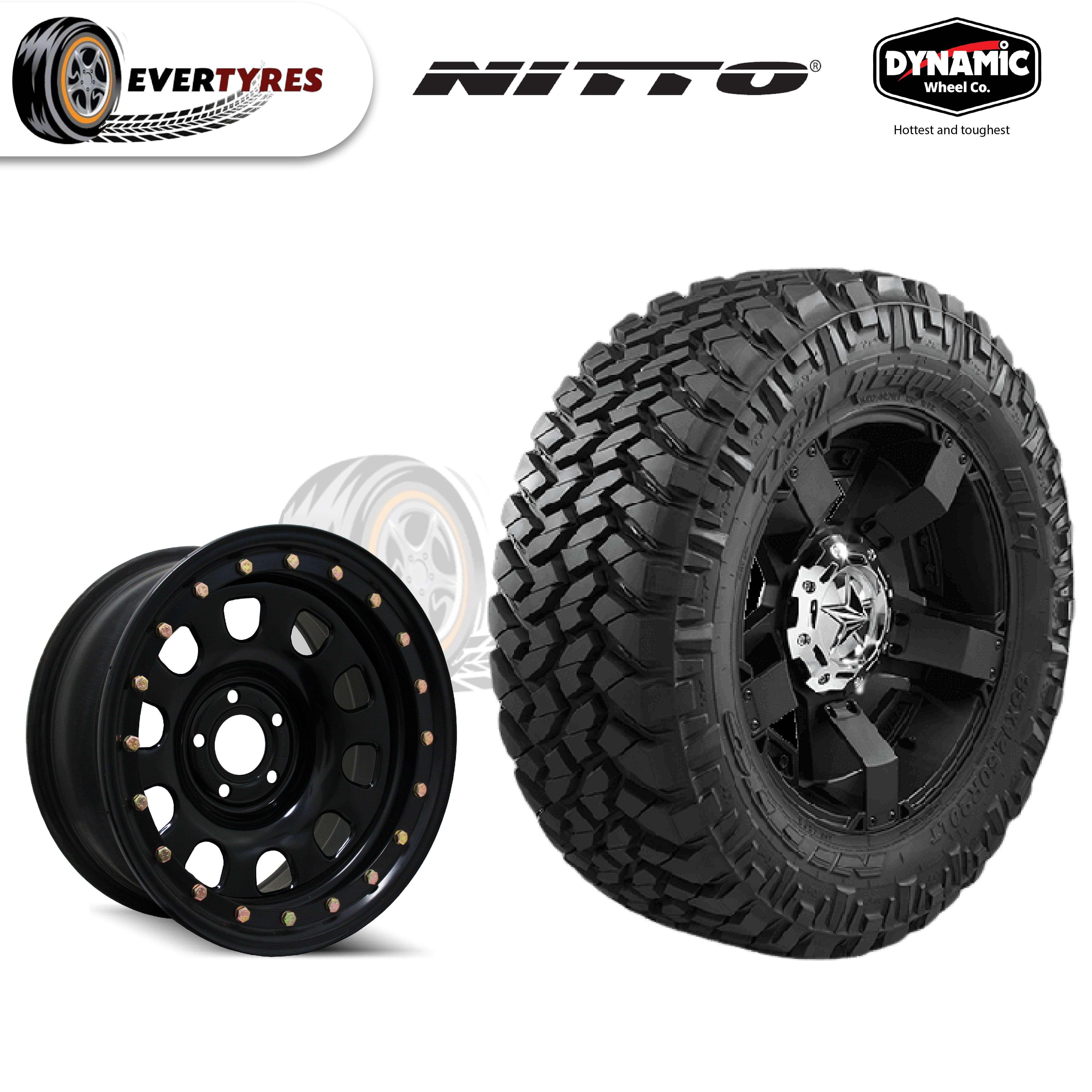 Nitto Trail Grappler M/T Tyres & Dynamic Steel Imitation Beadlock Black D