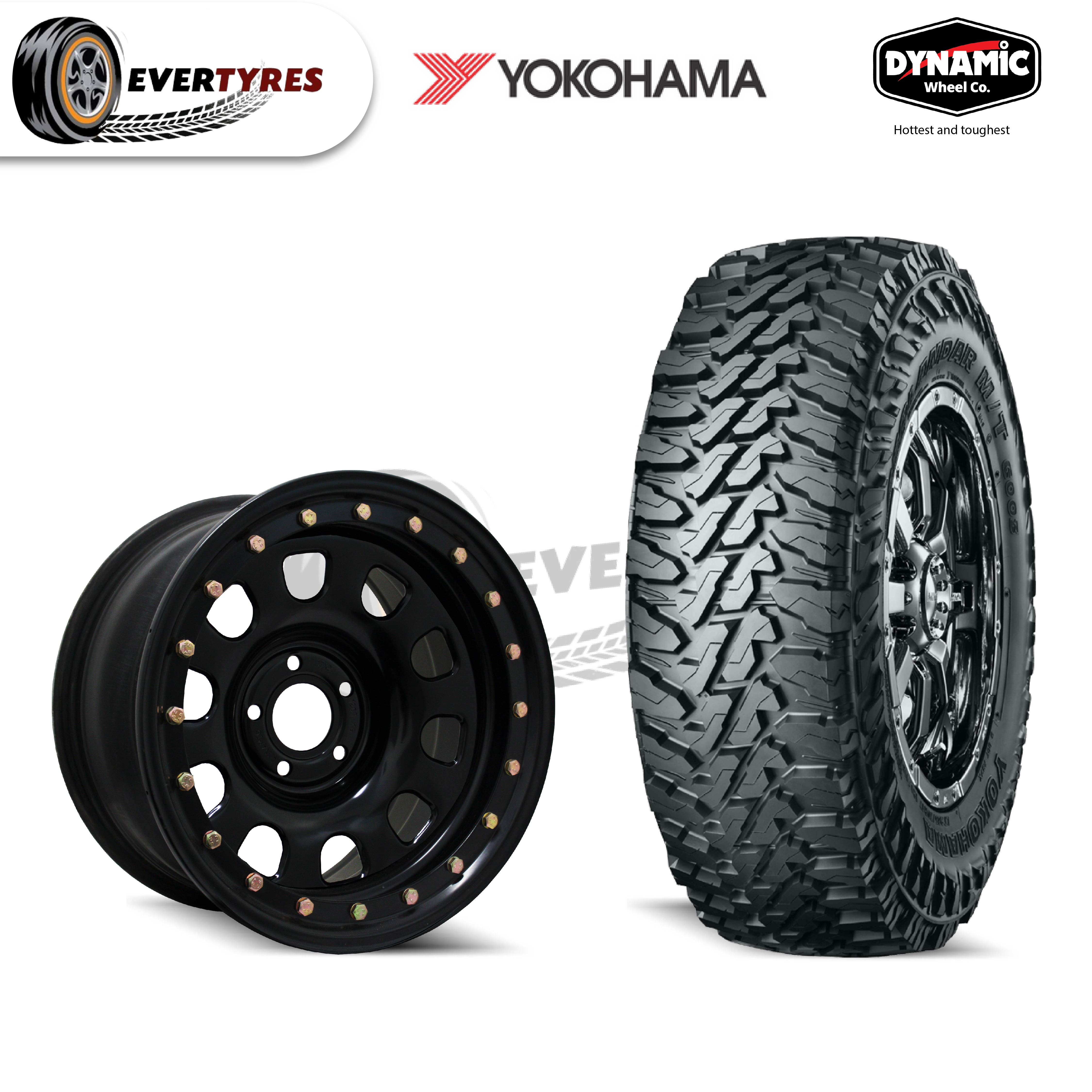 Yokohama Geolandar M/T Tyres & Dynamic Steel Imitation Beadlock Black D