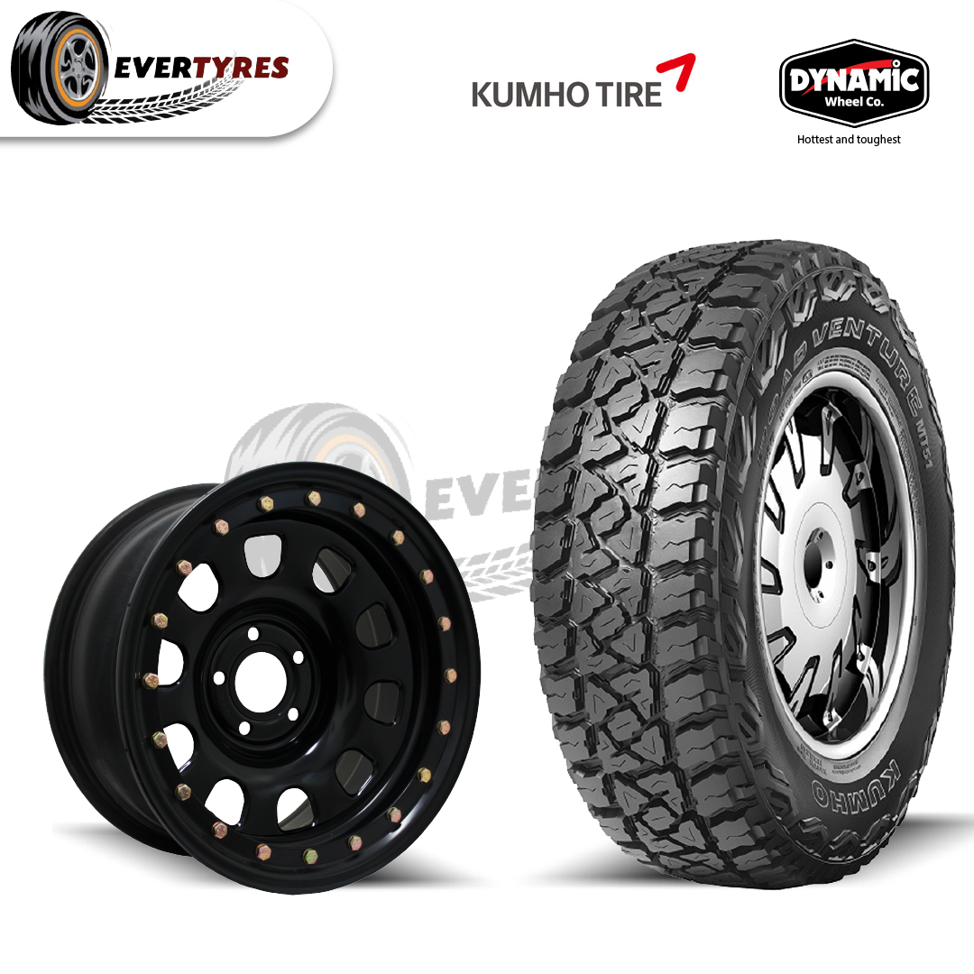 Kumho MT51 Tyres & Dynamic Steel Imitation Beadlock Black D