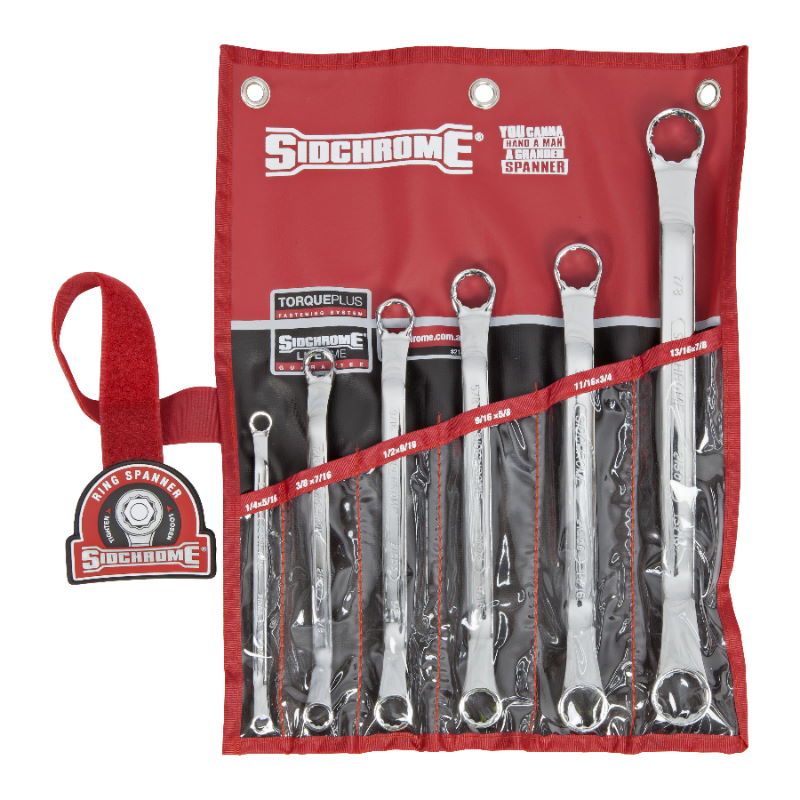 Sidchrome 6 Piece Imperial Ring Spanner Set