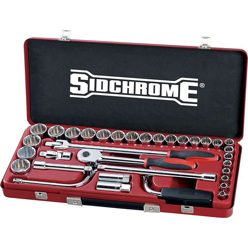 Sidchrome Socket Set 1/2 Drive Metric 33 Pieces